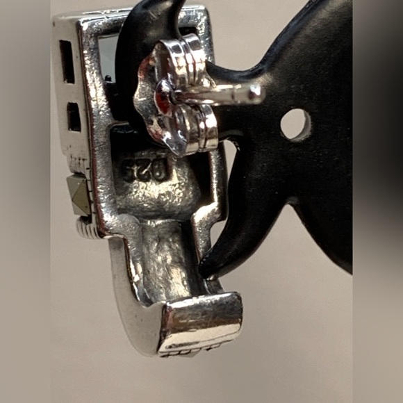 Silpada Vintage Rare Sterling Silver Square Blue Crystal Marcasite Post Earrings - Picture 6 of 14